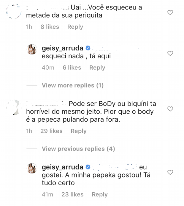 Geisy Arruda rebate críticas de internautas (Foto: Reprodução Instagram)