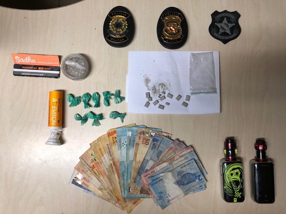 Polícia Civil apreende dinheiro e drogas em festas na madrugada deste domingo, 28, em Salinópolis, nordeste do Pará — Foto: Polícia Civil