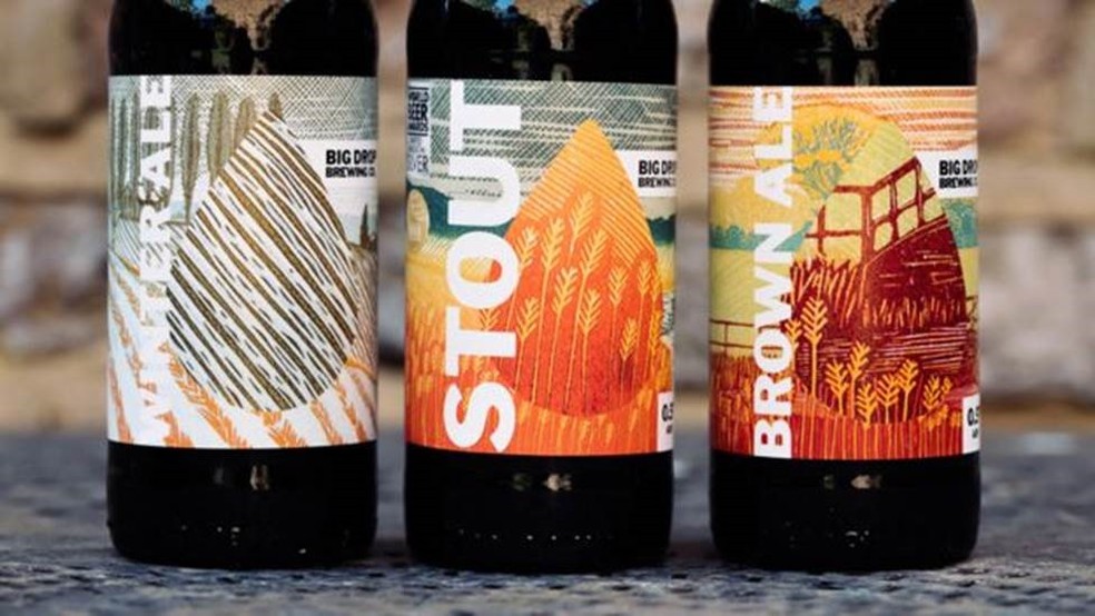 A cervejaria Big Drop Brewing hoje exporta cerca de 40% da produção — Foto: BBC