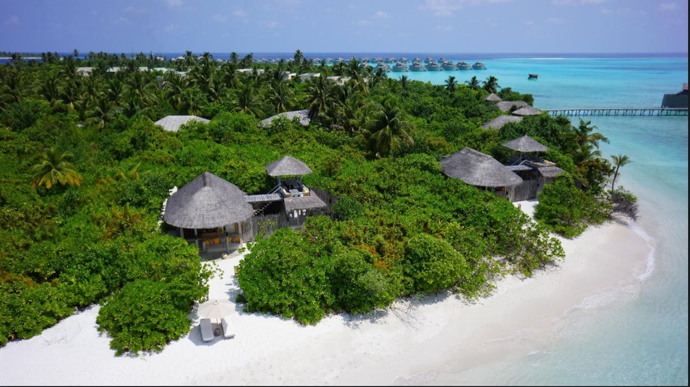 Six Senses Laamu, na ilha de Olhuveli, nas Maldivas. — Foto: Reprodução