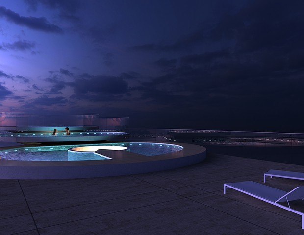Prédio na Europa tem piscinas privativas nos apartamentos (Foto: Divulgação )