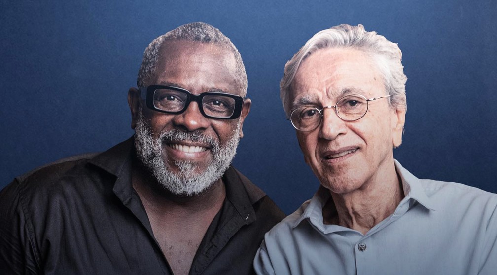 Kleber Lucas e Caetano Veloso na capa do single 'Deus cuida de mim' — Foto: Divulgação