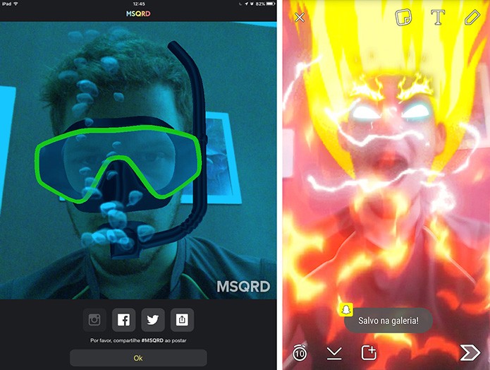 MSQRD tem mais opções de compartilhamento do que Snapchat (Foto: Reprodução/Elson de Souza)