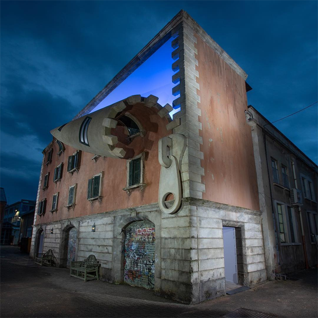 Em Milão, prédio tem fachada aberta com um zíper gigante  (Foto: Reprodução )