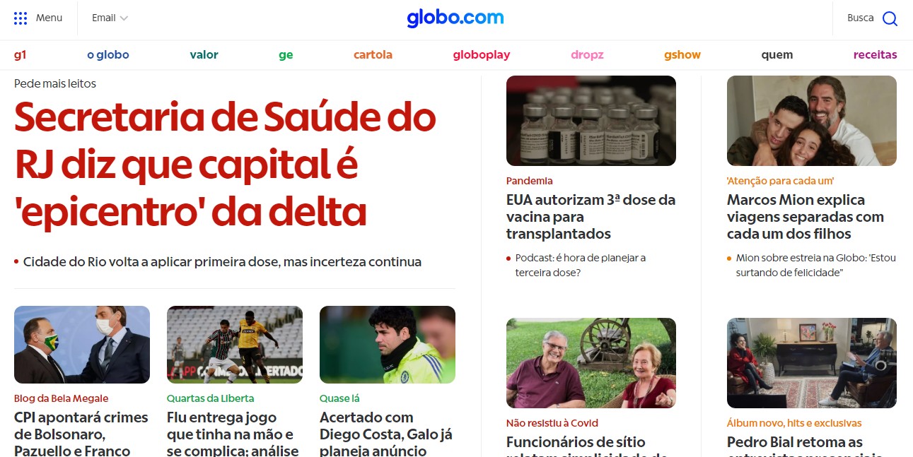 Globo.com estreou nova versão de sua homepage nesta sexta-feira (13) (Foto: Reprodução/Globo.com)