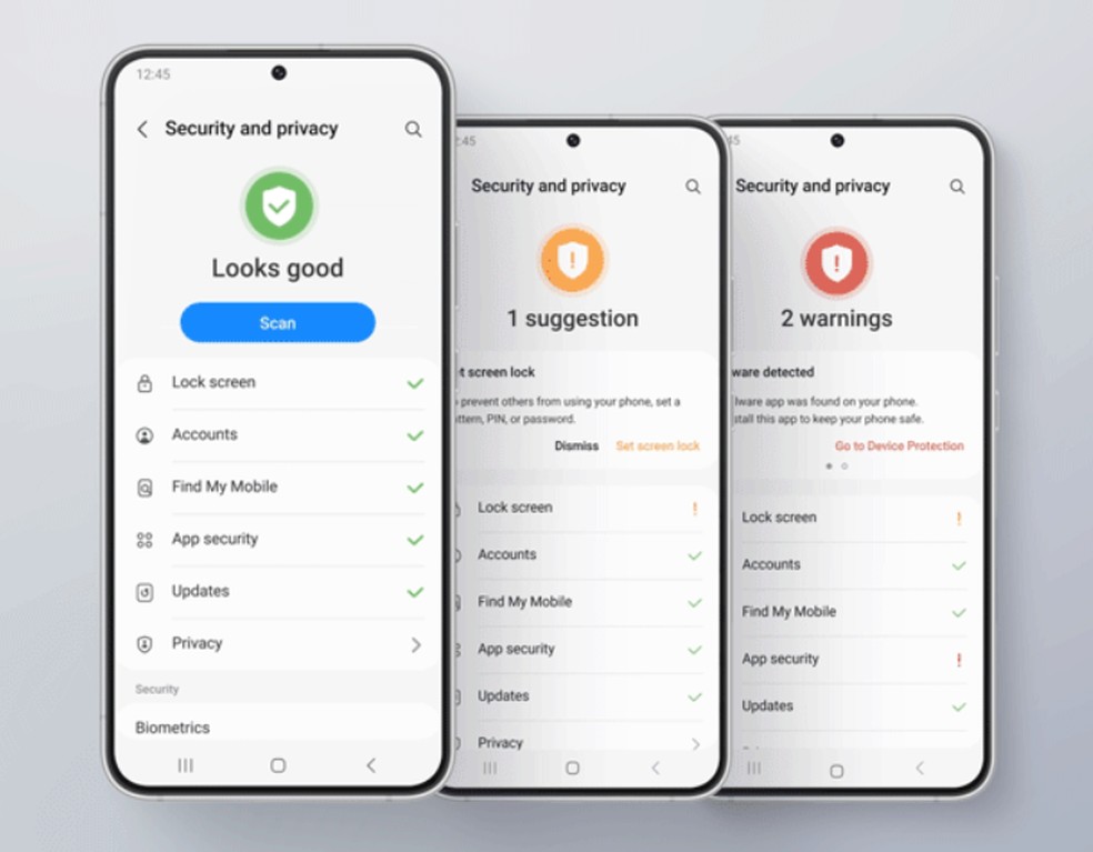 Novo painel de segurança foi projetado para ser simples — Foto: Reprodução/Samsung