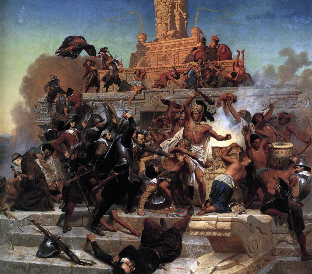 Pintura retrata a batalha pela cidade de Tenochtitlán, atual Cidade do México (Foto: Reprodução)