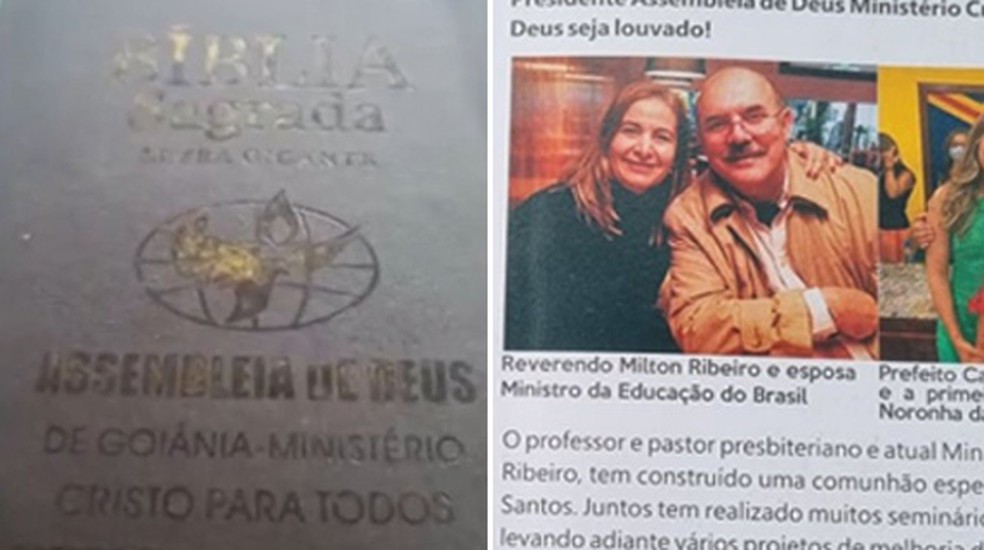 Bíblia com foto de Milton Ribeiro foi distribuída em evento religioso no Pará. — Foto: Reprodução