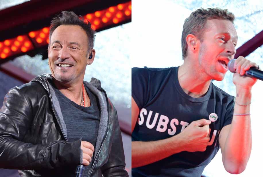 Bruce Springsteen e Chris Martin no World AIDS Day. (Foto: Getty Images)