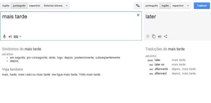 Selecione o ícone de alto falante para ouvir o trecho em inglês britânico (Foto: Reprodução/Google Tradutor)