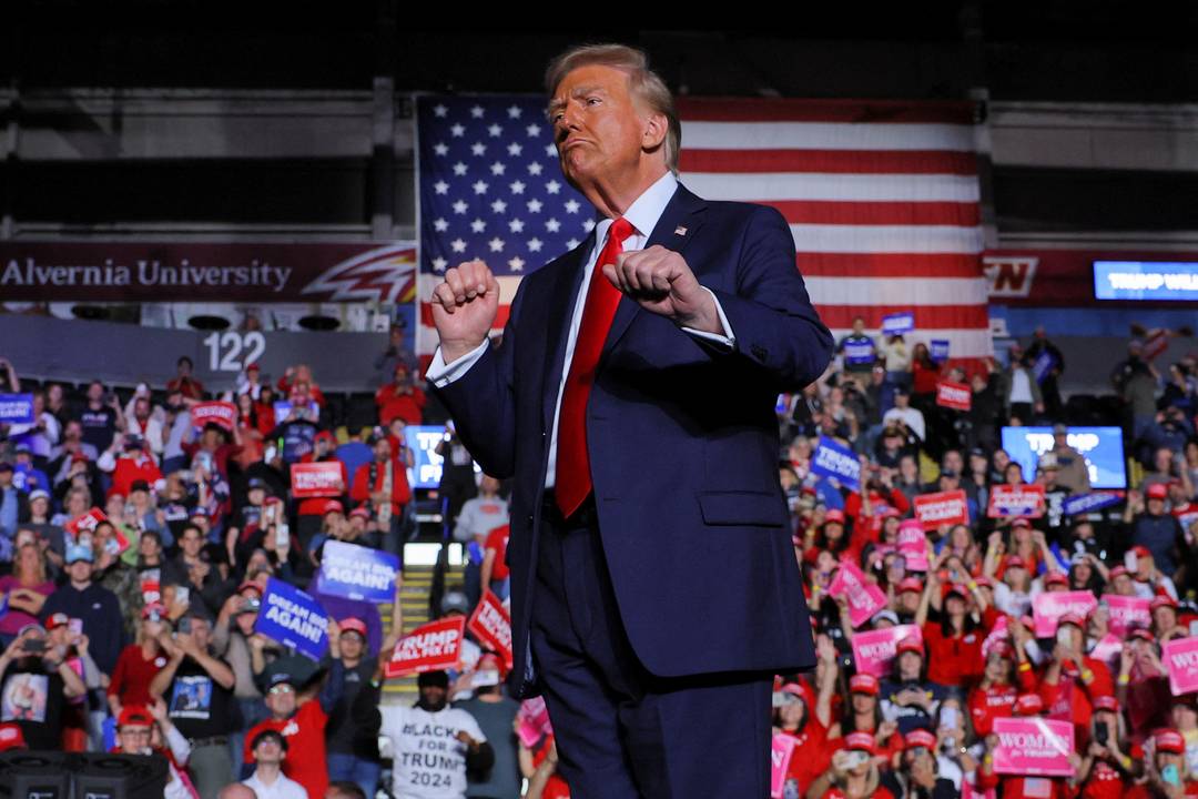 Donald Trump em comício na Pensilvânia