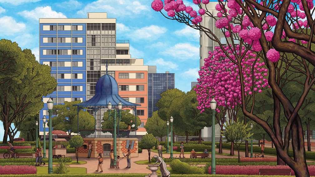 A Praça da Liberdade e seus ipês — Foto: Estevam Gomes