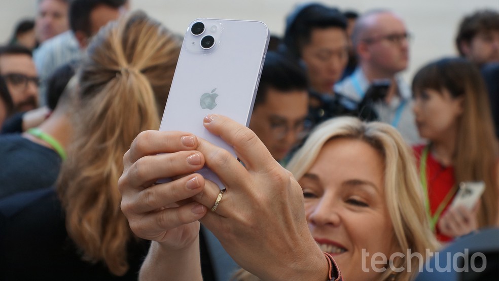 iPhone 14 na sede da Apple em Cupertino, nos EUA — Foto: Thássius Veloso/TechTudo