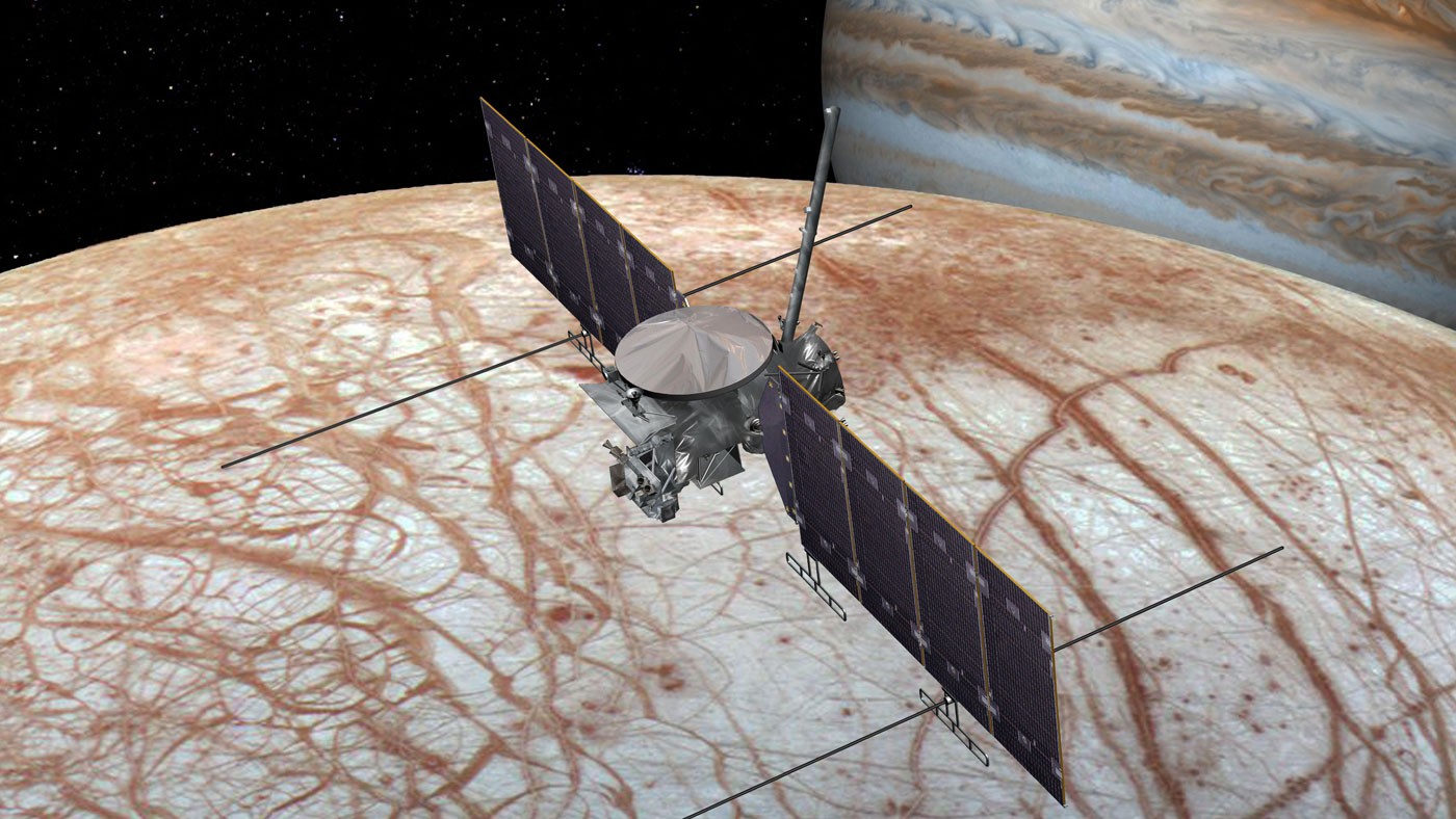 Representação artística de pouso da Europa Clipper  (Foto: NASA/JPL-Caltech)