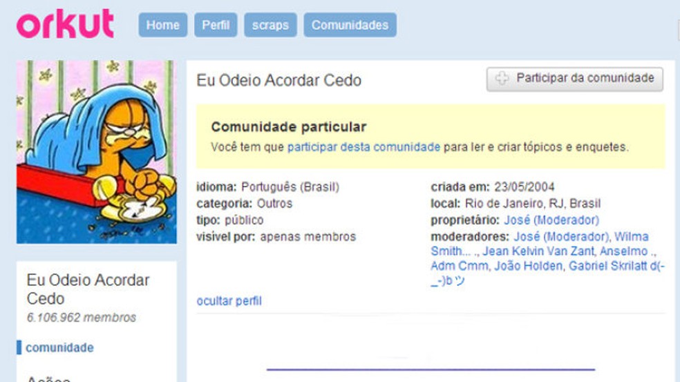 Comunidades do Orkut eram populares na rede social no início dos anos 2000 — Foto: Reprodução/Orkut