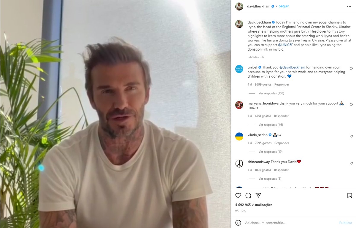 David Beckham le presta cuenta de Instagram a médico en Ucrania | Arte pop