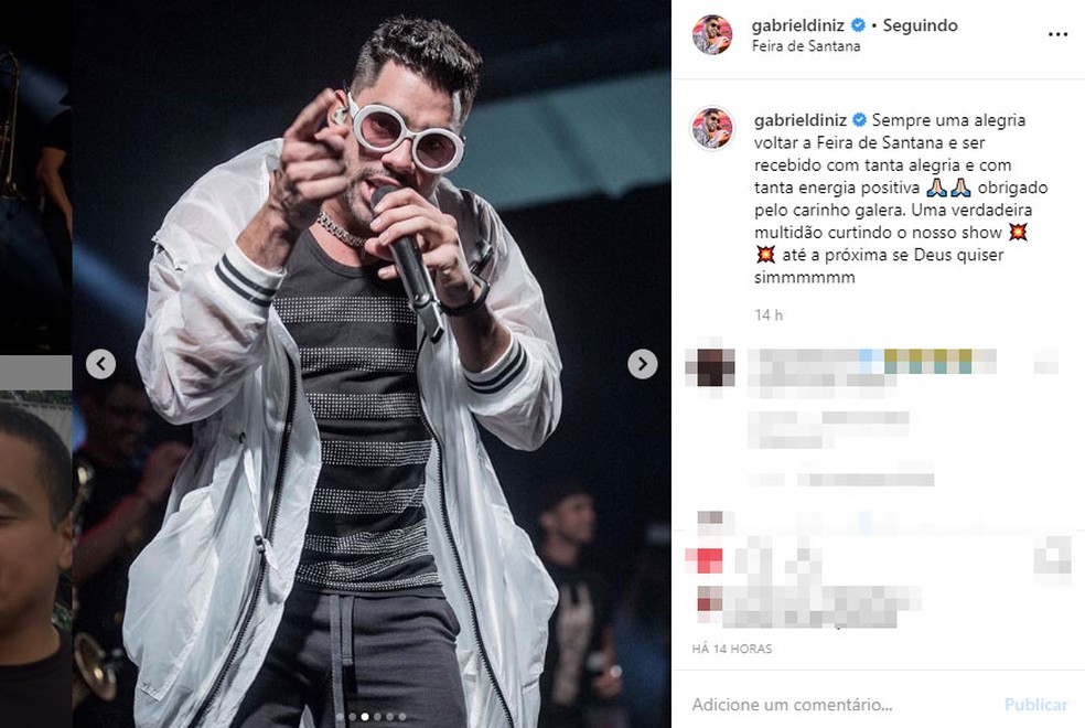 Cantor fez show na cidade de Feira de Santana — Foto: Reprodução/Instagram