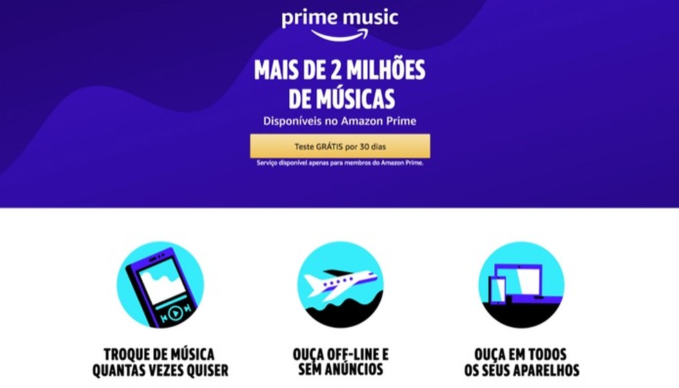 Prime Music tem acervo de mais de 2 milhões de faixas incluso na assinatura Amazon Prime — Foto: Reprodução/Marvin Costa
