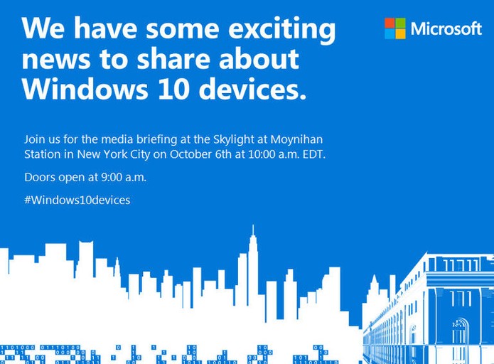 Microsoft fará evento no dia 6 de outubro com novidades para o Windows 10, Lumia e Surface (Foto: Divulgação/Microsoft)