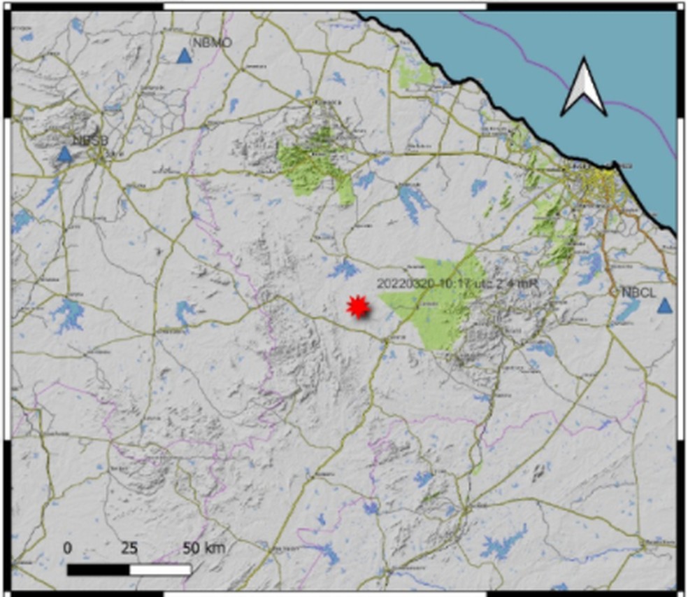 O tremor mais recente foi registrado na cidade de Paramoti, Sertão Central do Ceará. — Foto: Laboratório Sismológico (UFRN)