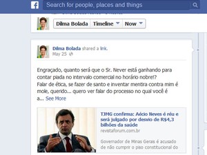 Post publicado no perfil "Dilma Bolada" foi removido pelo Facebook no sábado (27) e voltou ao ar nesta quarta-feira (29). (Foto: Reprodução/Facebook)
