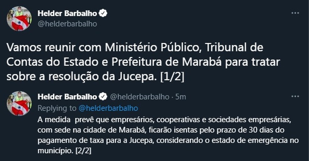 Cheia em Marabá: Governo quer isentar empresários de taxa na Jucepa. — Foto: Reprodução / Twitter