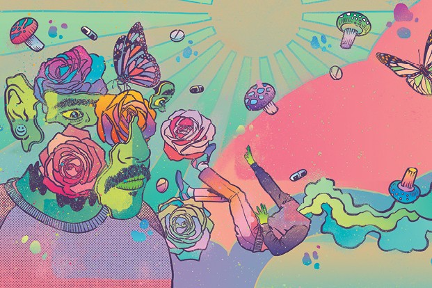 Substâncias como LSD, ecstasy e psilocibina protagonizam um novo capítulo na história da psiquiatria. A medicina psicodélica deve movimentar perto de US$ 7 bilhões até 2027 (Foto: Ilustração: Bruno Miranda)