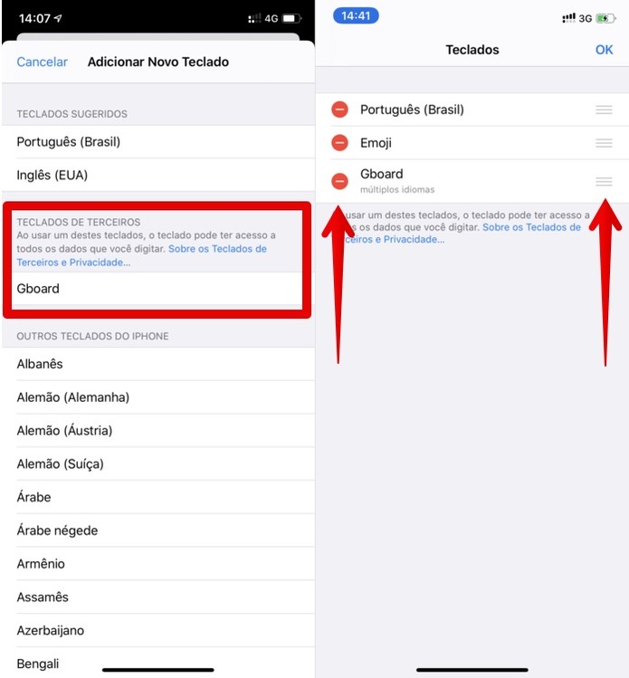 Como configurar teclado para celular iPhone — Foto: Reprodução/Helito Beggiora