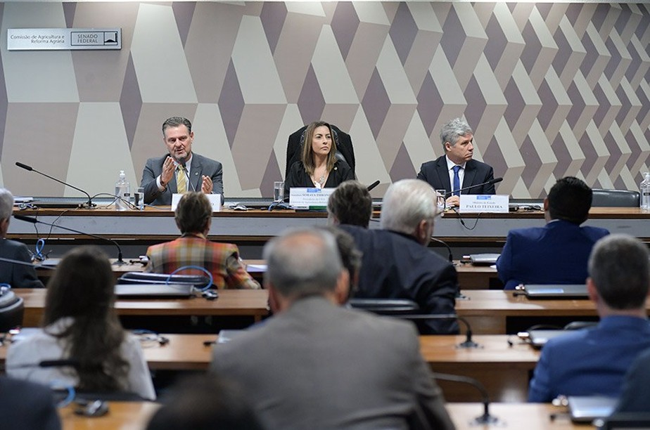 Ministros Carlos Fávaro, da Agricultura, e Paulo Teixeira, do Desenvolvimento Agrário, participaram de audiência na Comissão de Agricultura do Senado