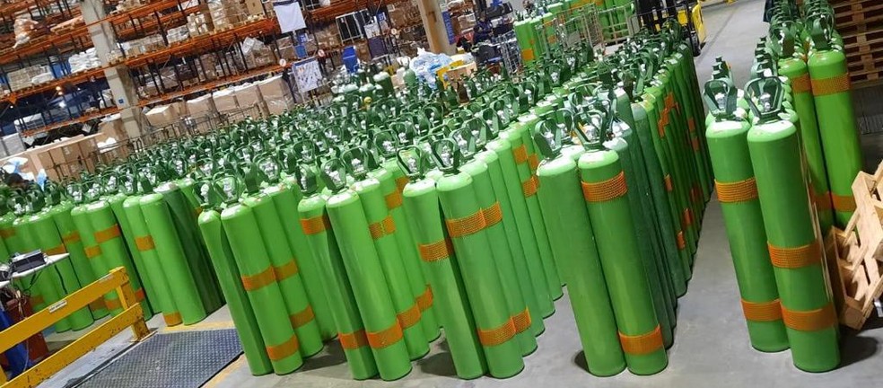 Cilindros de oxigênio  — Foto: Moto Honda da Amazônia/Divulgação