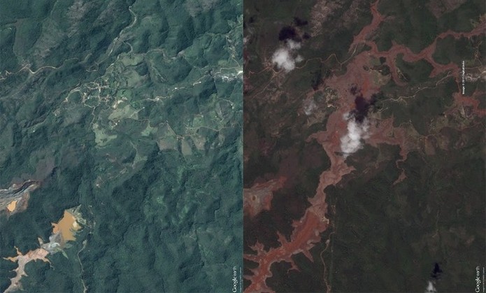 Google Earth permite visualizar imagens de Mariana (MG) (Foto: Reprodução/Google Earth)