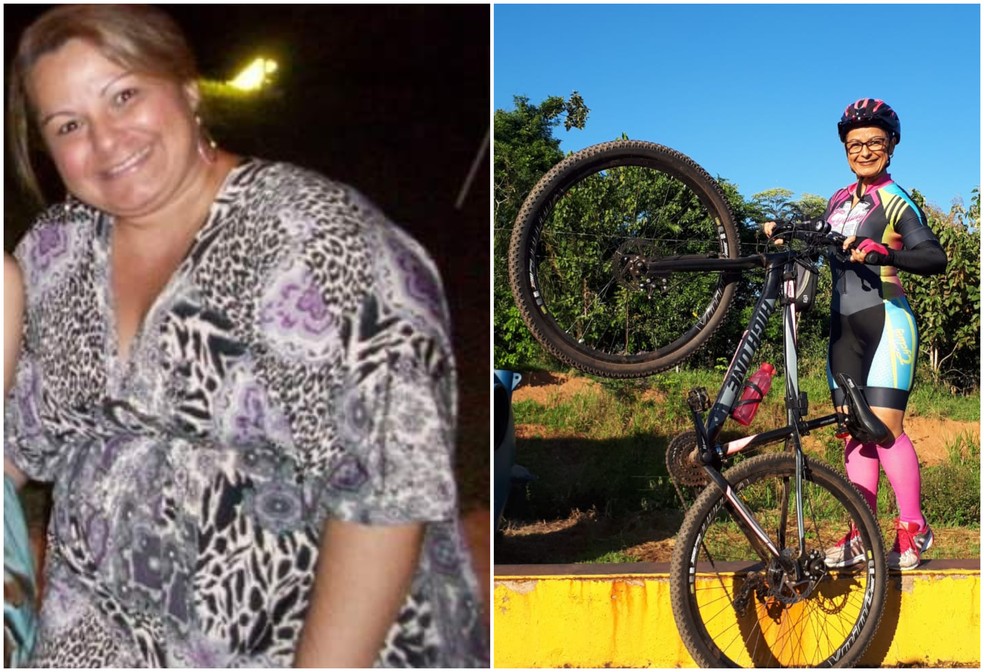 Railene emagreceu 48 kg e afirma que se sente mais disposta. Professora pedala atÃ© 80 km por dia  (Foto: Arquivo Pessoal)