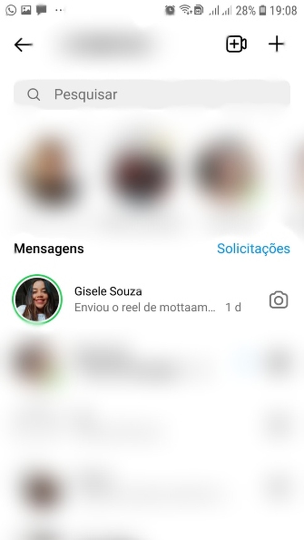 Story no Instagram não é igual ao WhatsApp, mas é parecido — Foto: Reprodução/Gisele Souza