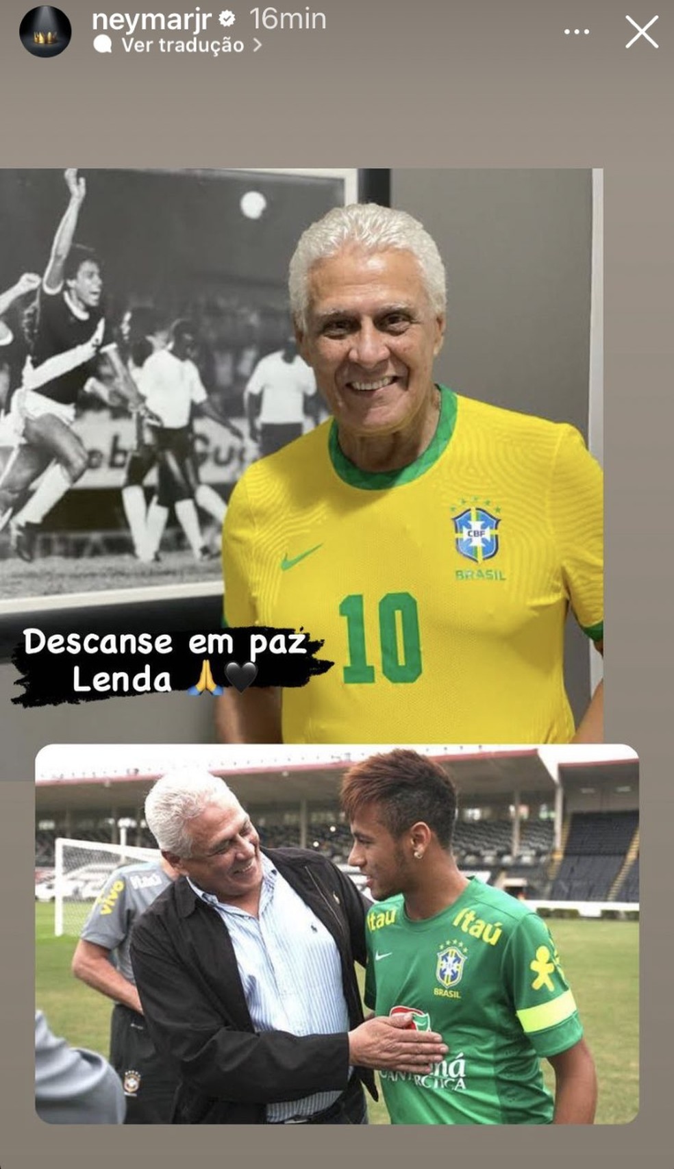Neymar lamenta morte de Roberto Dinamite — Foto: Reprodução / Instagram