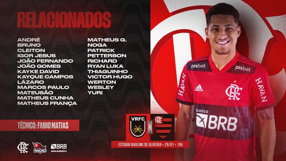 João Gomes é a novidade da lista do Flamengo — Foto: Divulgação/Flamengo