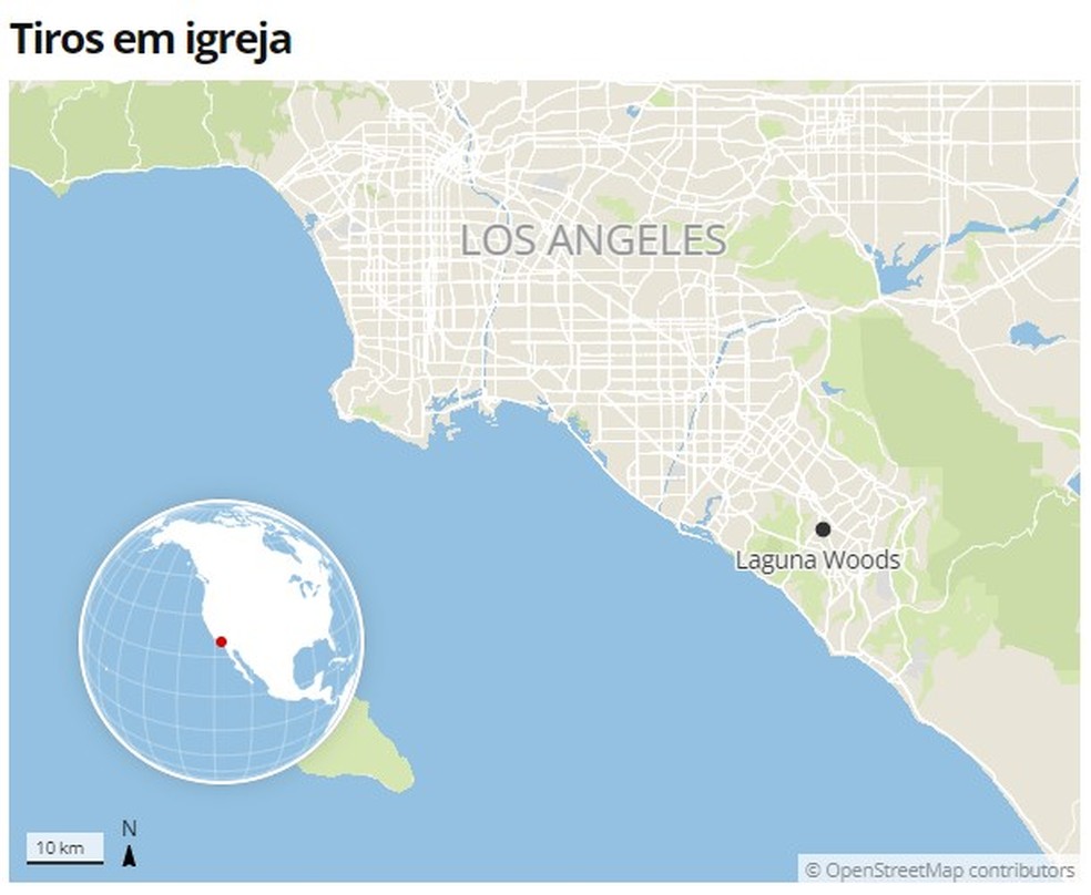 Mapa mostra localização de Laguna Woods — Foto: g1