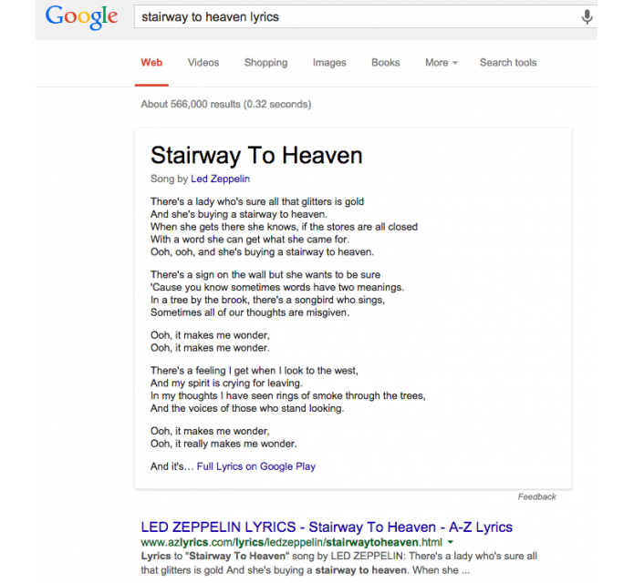 Google agora mostra letras em buscas por nome de música (Foto: Reprodução/SeroundTable)