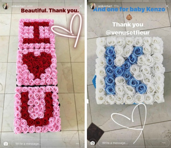As rosas enviadas pelo ator Kevin Hart com a declaração de amor à esposa (Foto: Instagram)