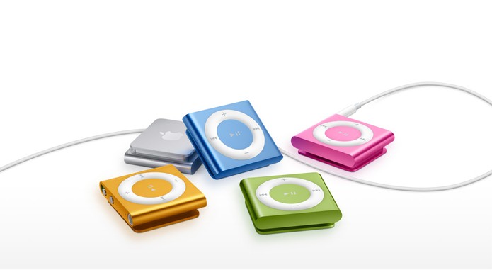 iPod Shuffle pode ser pendurado na roupa de forma simples e tem op??es coloridas (Foto: Divulga??o/Apple)