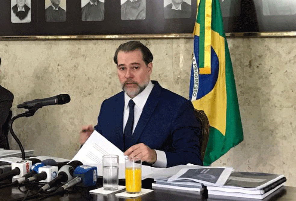 O presidente do STF, ministro Dias Toffoli, durante cafÃ© da manhÃ£ com jornalistas no tribunal â Foto: Renan Ramalho / G1