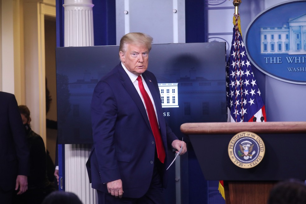 Donald Trump, presidente dos EUA, chega para coletiva de imprensa na Casa Branca, em 22 de maio — Foto: Leah Millis/Reuters