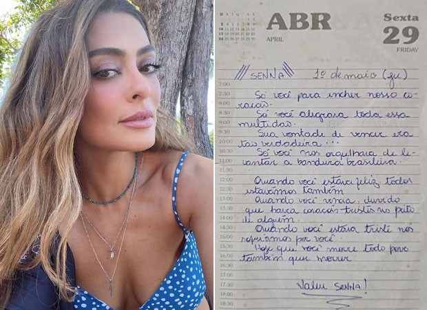 Juliana Paes mostra carta que escreveu para Ayrton Senna  (Foto: Reprodução/Instagram)
