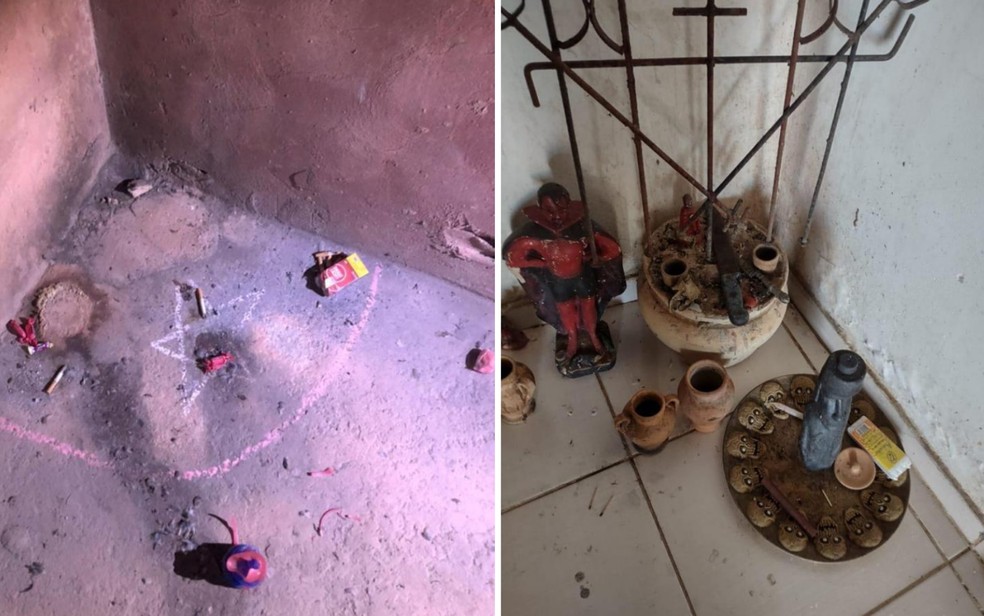 Fotos mostram que casa de Lázaro Barbosa, suspeito de chacina em Ceilândia, tem itens que indicam bruxaria e rituais, diz polícia — Foto: Divulgação/Polícia Civil