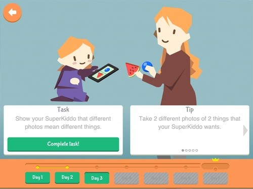 Aplicativo Superspeak conta com uma interface amigável com imagens familiares para as crianças (Foto: Reprodução/Superspeak)
