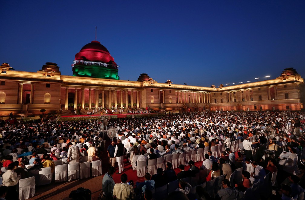 Cerimônia de posse de Narendra Modi em Nova Délhi, na Índia, nesta quinta-feira (30). — Foto: Adnan Abidi/Reuters
