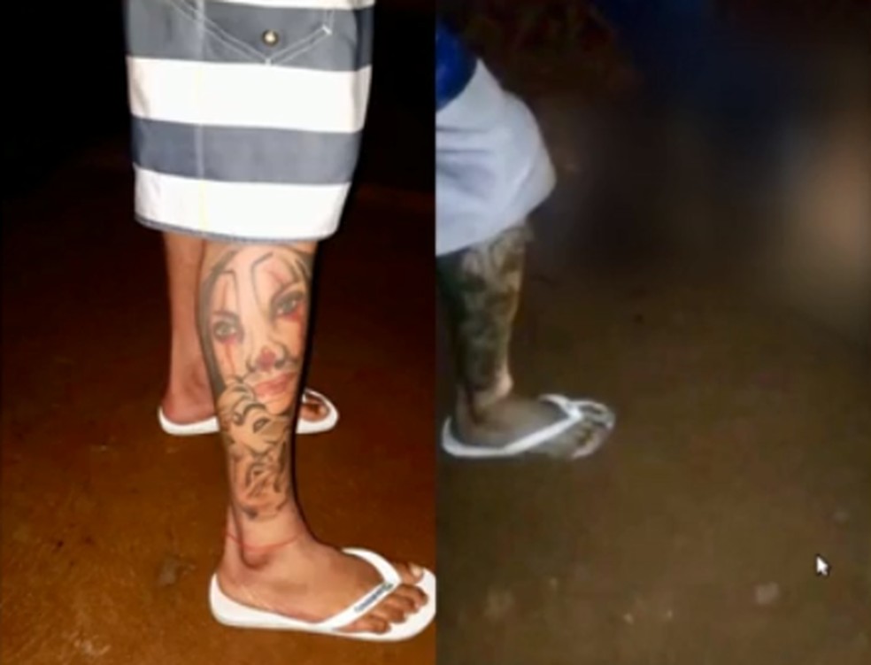 Tatuagem que o suspeito, de 18 anos, tem na perna direita foi decisiva para identificÃ¡-lo â Foto: ReproduÃ§Ã£o/RPC