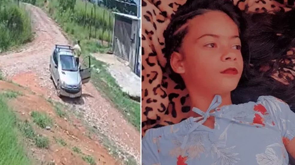 Vídeo mostra carro parado em local onde menina foi vista pela última vez antes de desaparecer — Foto: Reprodução/Câmera de segurança - Arquivo pessoal
