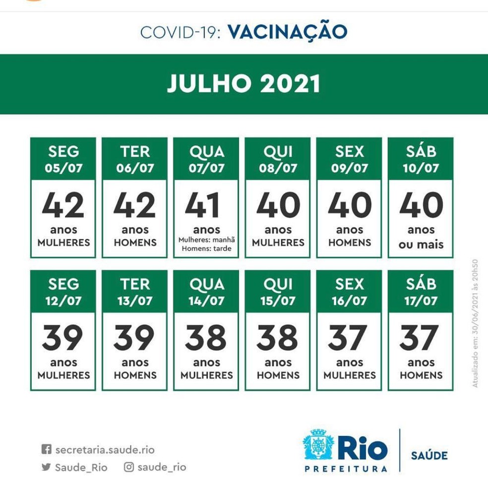 rio comeca a vacinar faixa etaria dos 30 esta semana nao tem repescagem rio de janeiro g1