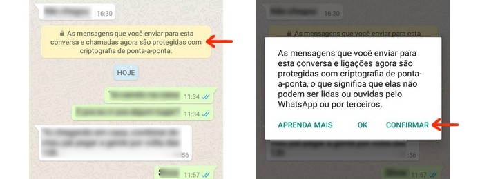Abertura da tela Verificar código de segurança através da mensagem enviada pelo WhatsApp (Foto: Reprodução/Raquel Freire)