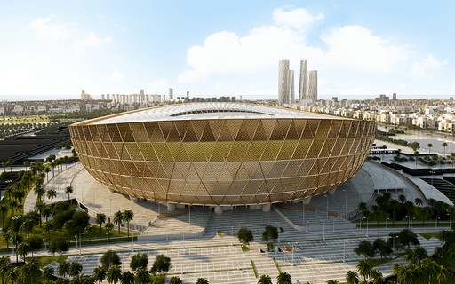 Fachada dourada marca estádio da final da Copa do Mundo do Catar - Casa e  Jardim